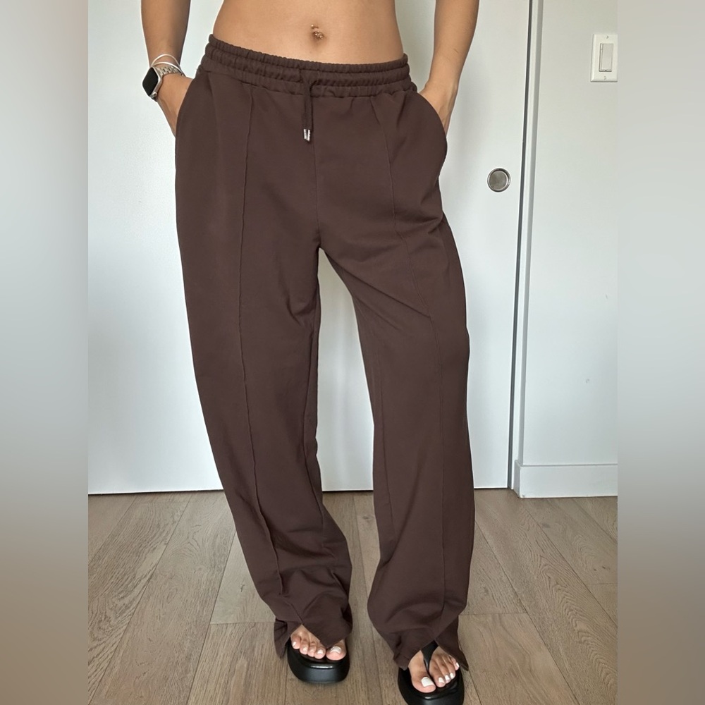 Nasty Gal Brown Sweatpants Relaxed Fit Elastic Waist